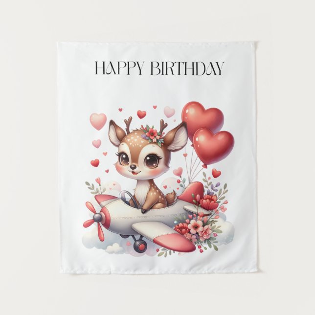 Tapiz Cumpleaños piloto ciervo (Anverso)