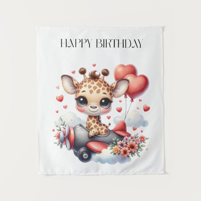 Tapiz Cumpleaños piloto jirafa (Anverso)