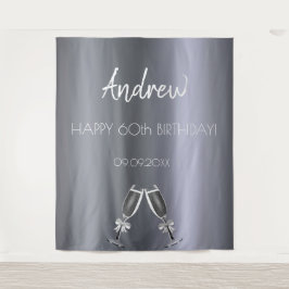 Tapiz Cumpleaños zorro plateado hombres chicos gris feli