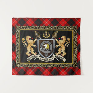 Tapiz Cunningham Clan Badge & Motto con Leones 