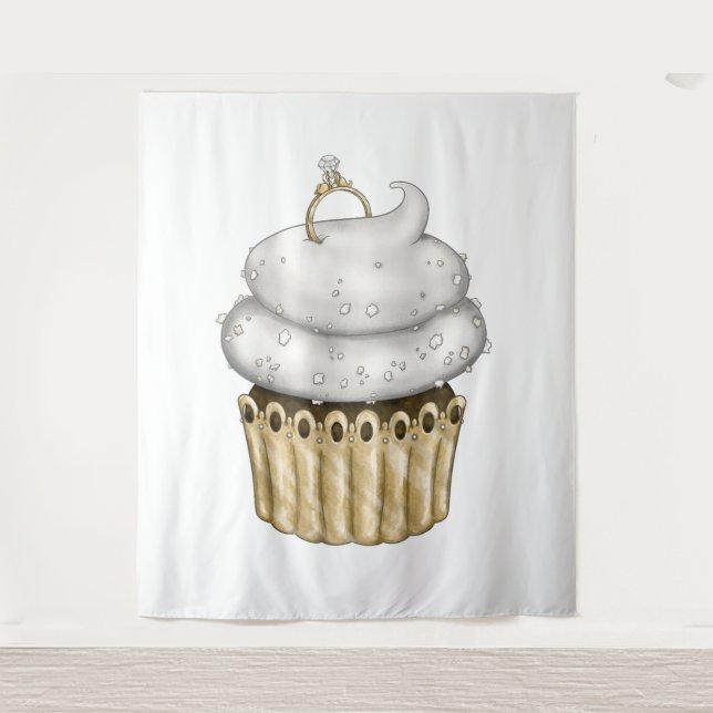 Tapiz Cupcake de compromiso dulce (Anverso)