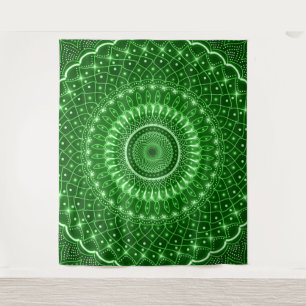 Tapiz Curación espiritual india verde moderna mandala bo