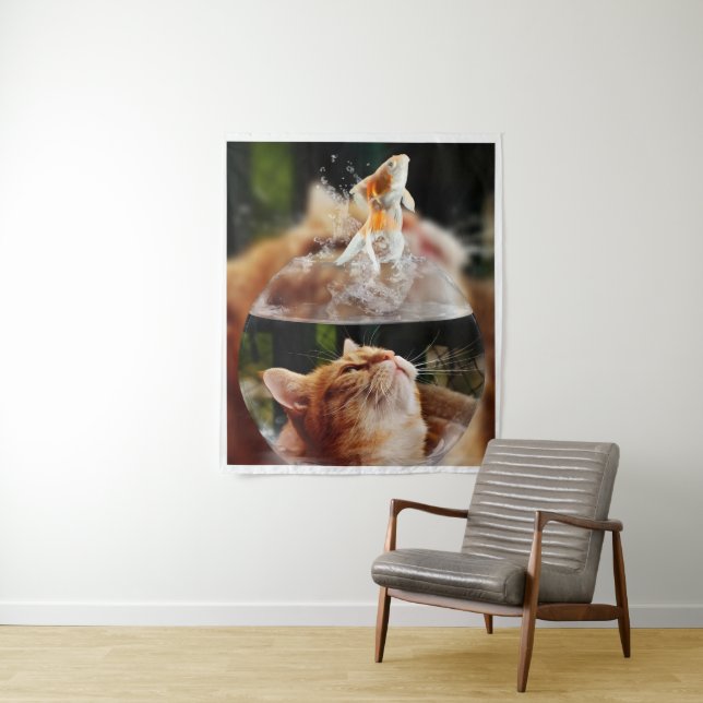 Tapiz Curiosidad en un Pecera – El Sueño del Gato (In situ)