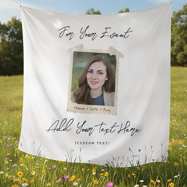 Tapiz Custom All Events Banner, Minimalist Photo & Text  (Custom All Events Banner, Minimalist Photo & Text Tapestry)