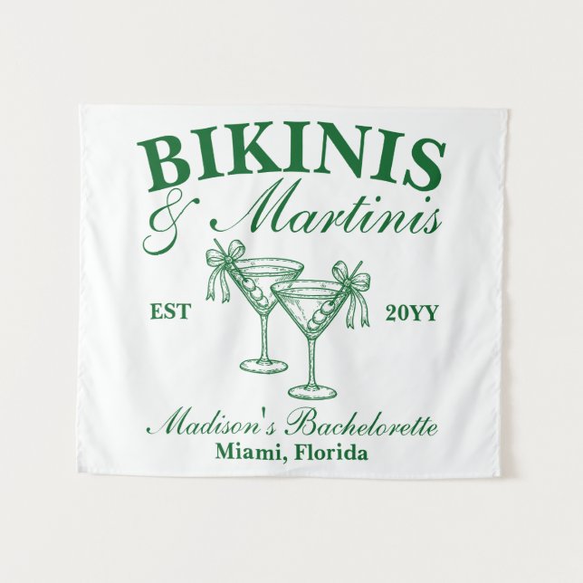 Tapiz Custom Bikinis and Martinis Bachelorette Party (Anverso (horizontal))