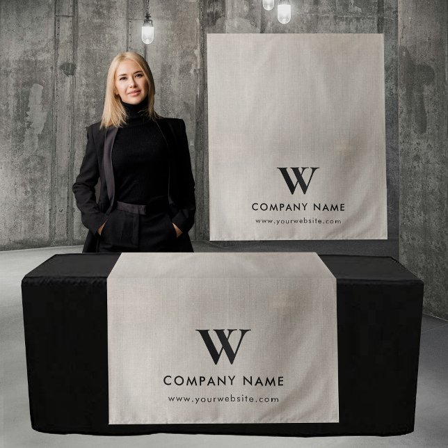 Tapiz Custom Business Table Runner Banner Beige Linen (Custom Business Table Runner Banner Beige Linen Tapestry)