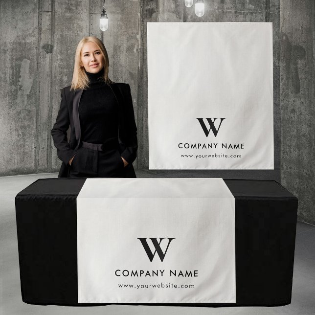 Tapiz Custom Business Table Runner Banner Gray Linen (Custom Business Table Runner Banner Gray Linen Tapestry)