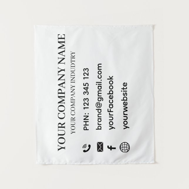 Tapiz Custom Company Info Text Wall Branding Design (Anverso)