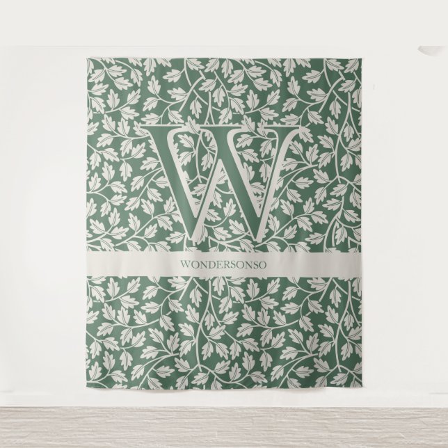 Tapiz Custom Emerald Green Flower editable monogram (Anverso)