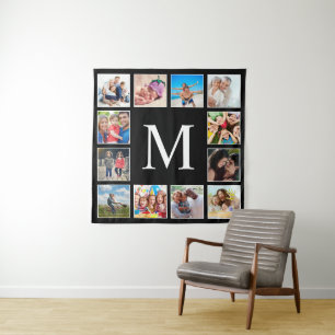 Tapiz Custom Family Photo Collage Personalized Black
