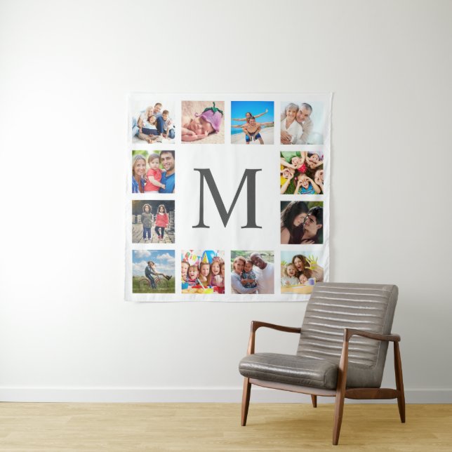 Tapiz Custom Family Photo Collage Personalized White (In situ)
