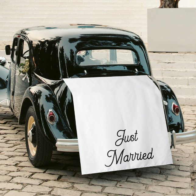 Tapiz Custom Just Married Fabric Car Wedding Banner Sign (Custom Just Married Fabric Car Banner Sign Tapestry)
