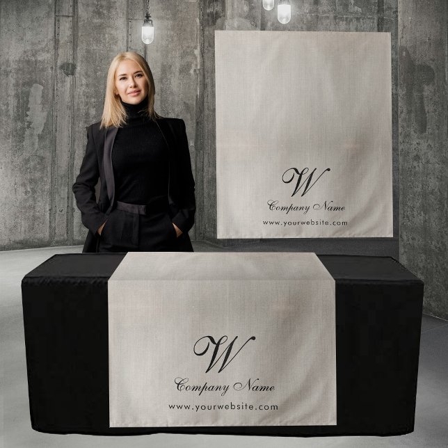 Tapiz Custom Linen Business Table Runner Banner Script (Custom Linen Business Table Runner Banner Script Tapestry)