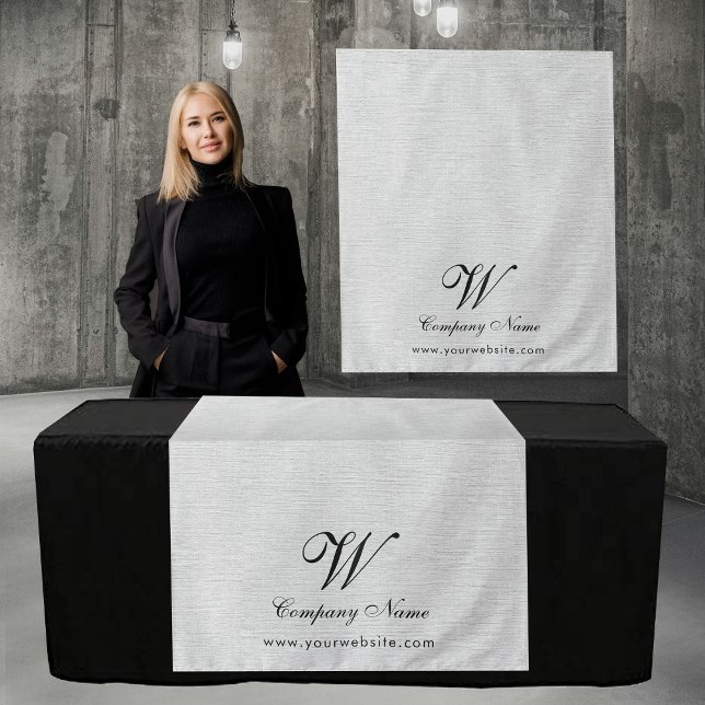 Tapiz Custom Linen Business Table Runner Banner Script (Custom Linen Business Table Runner Banner Script Tapestry)
