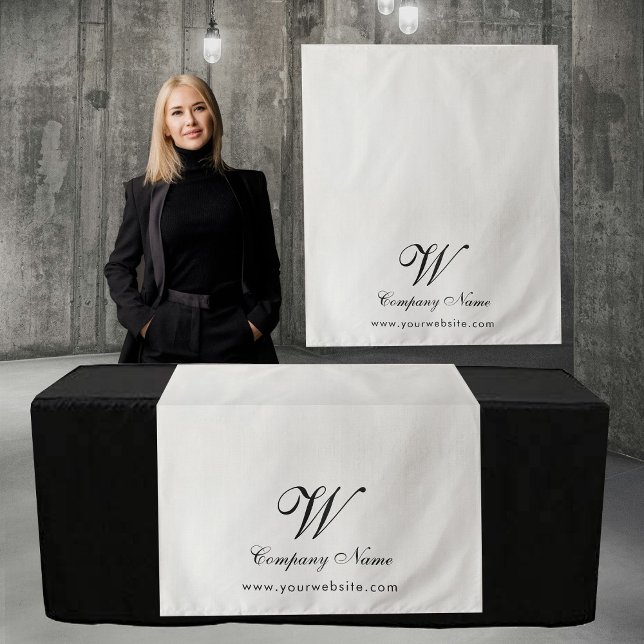 Tapiz Custom Linen Business Table Runner Banner Script (Custom Linen Business Table Runner Banner Script Tapestry)