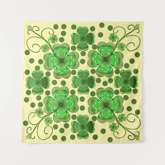 Tapiz Custom Metallic Green Clover & Swirl Pattern  (Anverso)