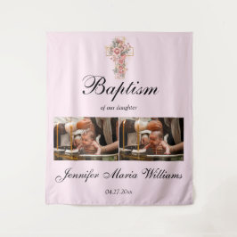 Tapiz Custom Photo Collage Christening Baptism Backdrop