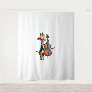 Tapiz Cuta jirafa tocando música Cello Giraffes