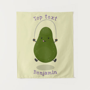 Tapiz Cute aguacate salto cuerda personalizado ilustraci