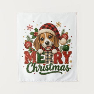 Tapiz Cute Beagle Feliz Navidad