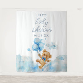Tapiz Cute Bearly Wait niño azul Baby Shower Prop de fot