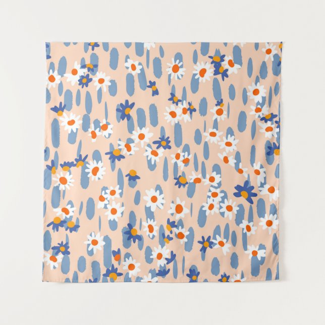 Tapiz Cute botanical seamless pattern. Small daisies sca (Anverso)