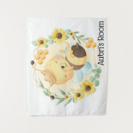 Tapiz Cute Bumble Bee and Sunflowers