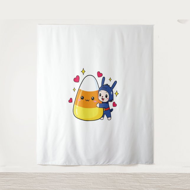 Tapiz Cute Bunny Abgging Candy Corn (Anverso)