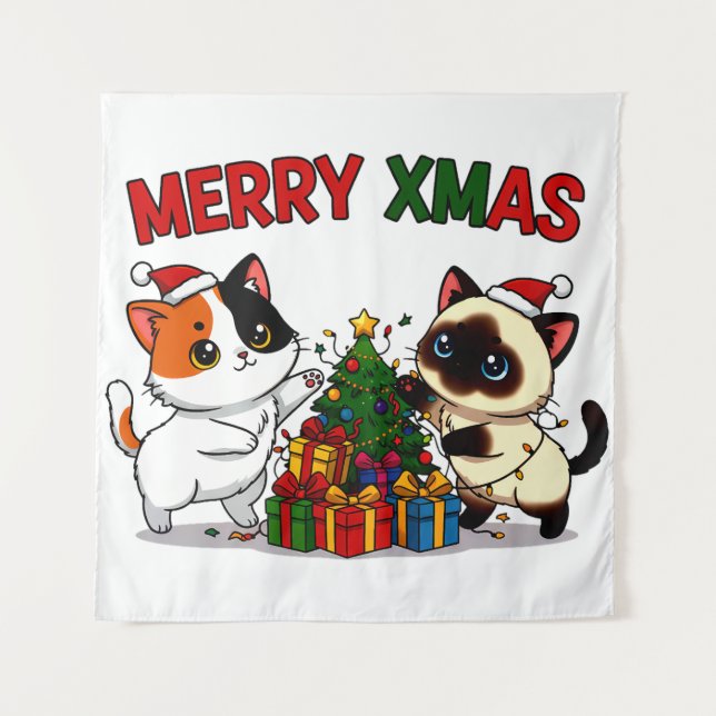 Tapiz Cute Calico & Siamese Kitten Gift (Anverso)