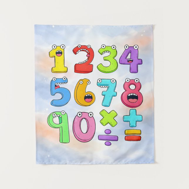Tapiz Cute Colourful Numbers Maths Poster for Kids (Anverso)