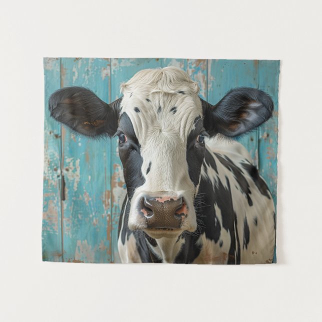 Tapiz Cute Dairy Cow Farmhouse Pintura (Anverso (horizontal))