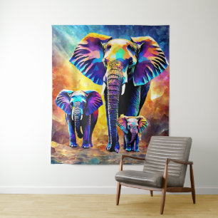Tapiz Cute Elephant Family Tapestry Wall Colgando