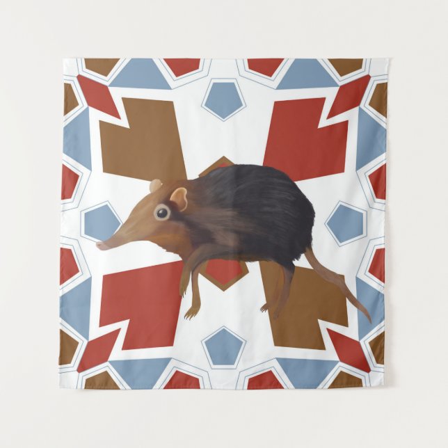 Tapiz Cute Elephant Shrew Fun Colorous Pattern (Anverso)
