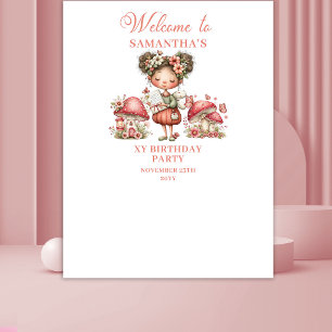 Tapiz Cute Fairy Cumpleaños 8 Bandera Floral