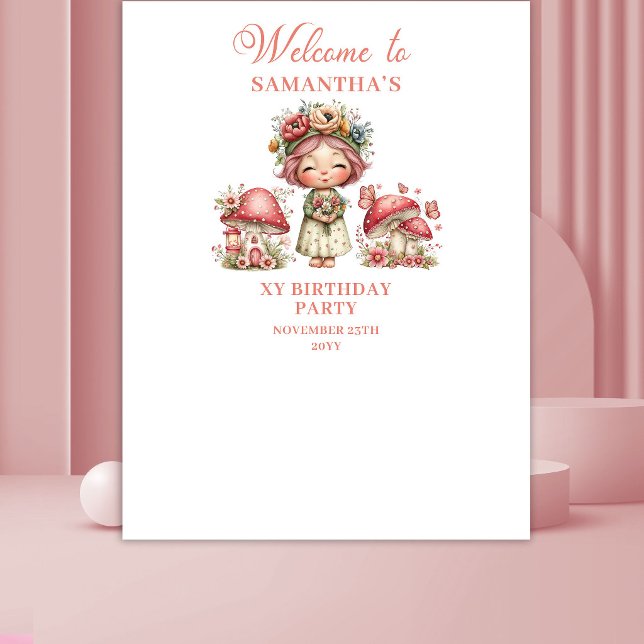 Tapiz Cute Fairy Cumpleaños número 2 Banner Rosa Pastel (Cute Fairy 2nd Birthday Pastel Pink Banner)