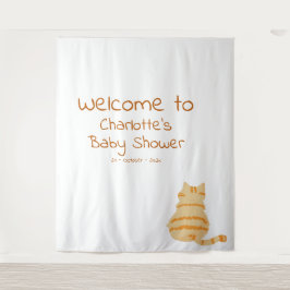Tapiz Cute Fat Orange Cat Baby Shower Photo Backdrop