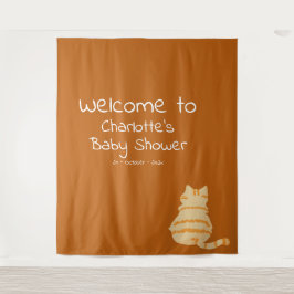 Tapiz Cute Fat Orange Cat Baby Shower Photo Backdrop