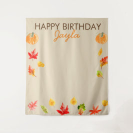 Tapiz Cute fondo de cumpleaños de calabaza de otoño para