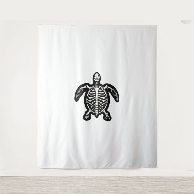 Tapiz Cute Halloween Turtle Skeleton Tortoise Fossiers A (Anverso)