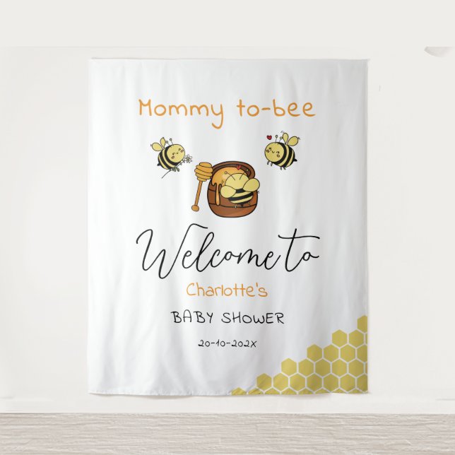 Tapiz Cute Little Honeybee con fondo de miel dulce (Anverso)