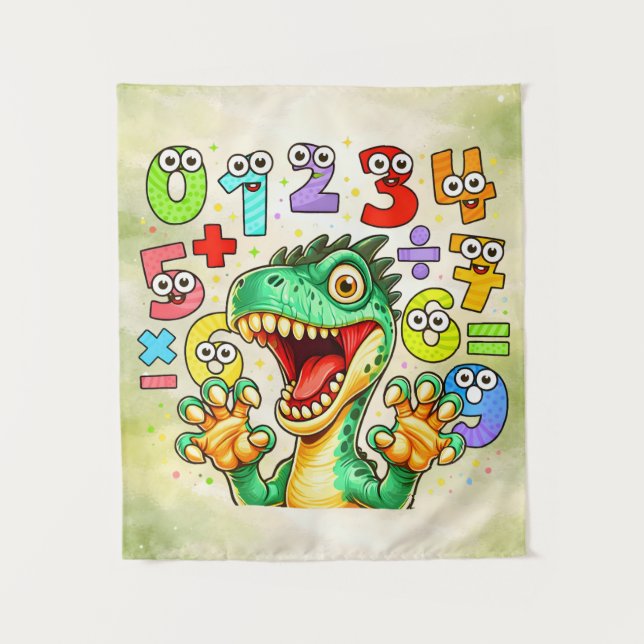 Tapiz Cute Maths Dinosaur Numbers Poster for Kids (Anverso)