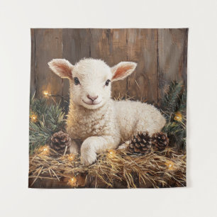 Tapiz Cute Navidades Lamb Rústica Pintura
