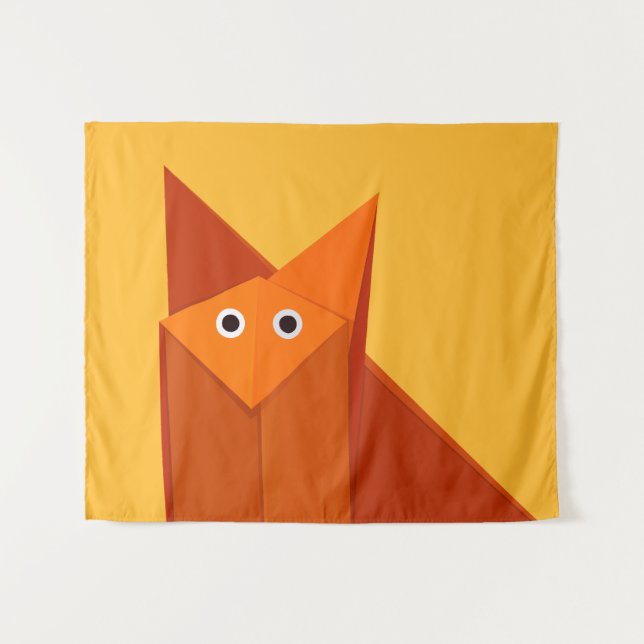 Tapiz Cute Origami Fox Kawaii Papercraft Animal (Anverso (horizontal))