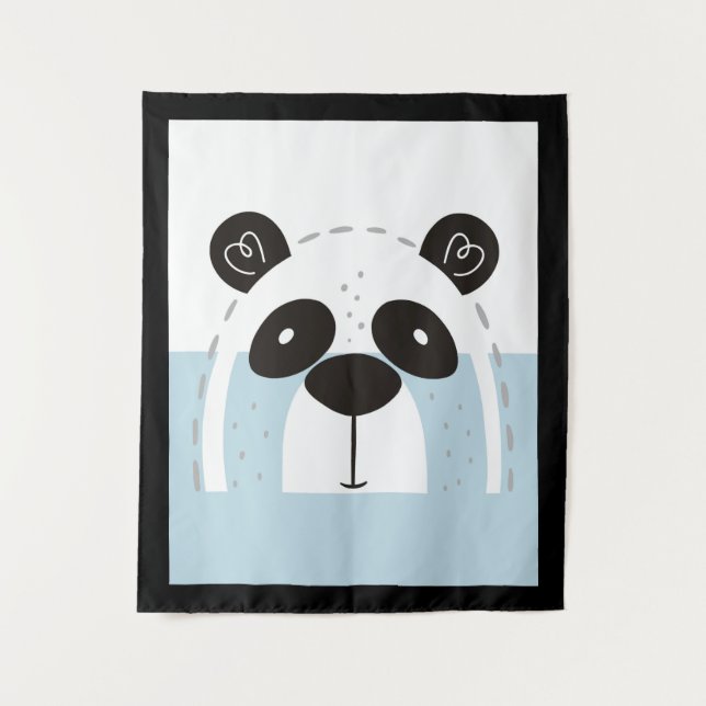 Tapiz Cute Panda Face Colorblock (Anverso)
