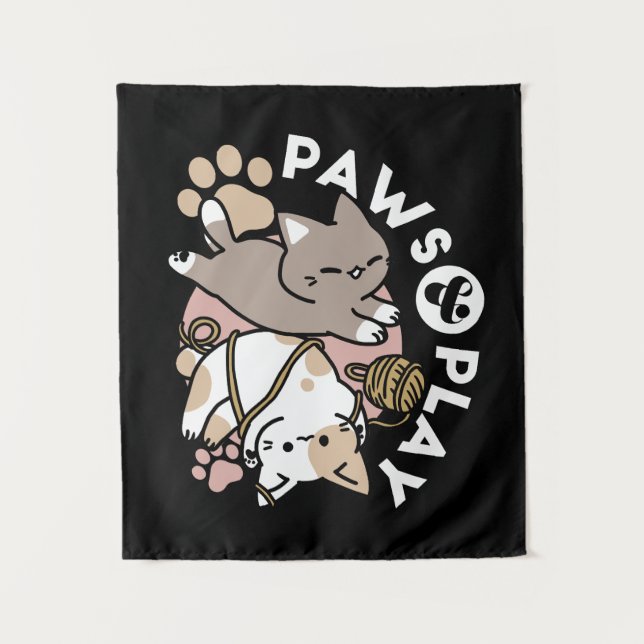 Tapiz Cute Playful Cats Design – Fun Paws and Play Art (Anverso)