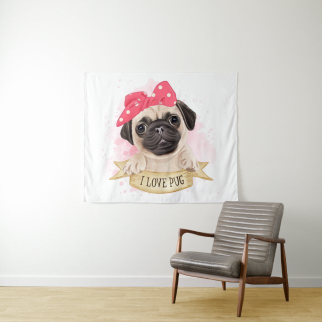 Tapiz Cute Pug (In situ (horizontal))