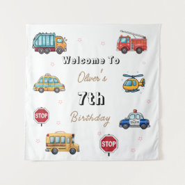 Tapiz Cute Servicio Vehículo Cumpleaños cartel de bienve