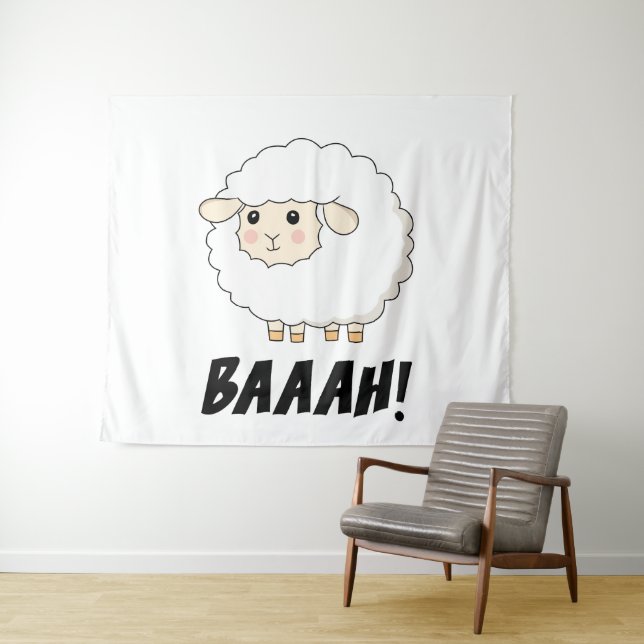 Tapiz Cute Sheep Baaah (In situ (horizontal))