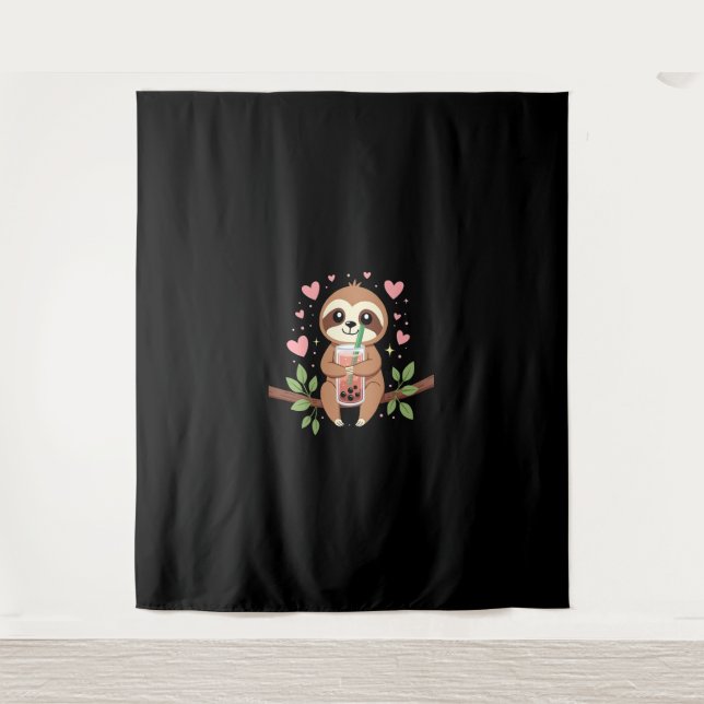 Tapiz Cute Sloth Boba Bubble Milk Tea Kawaii Women Girls (Anverso)