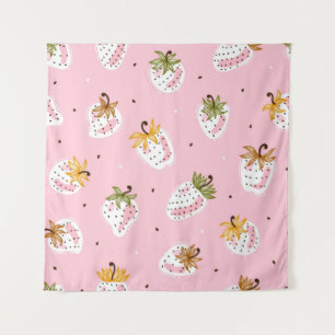 Tapiz Cute Strawberries vintage Patrón Seamless. Fruta